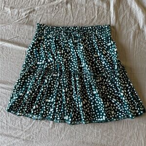 Elegant Teal Polka Dot Mini Skirt